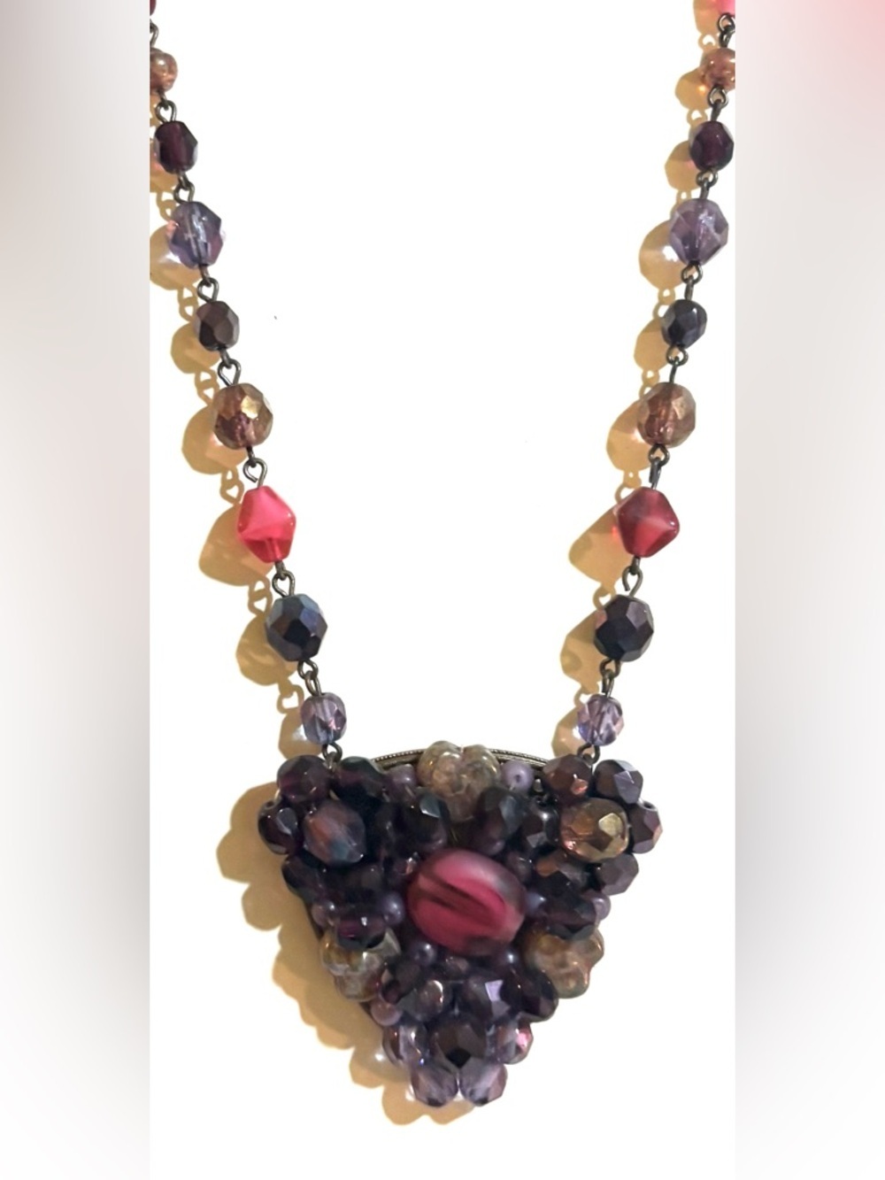 Handcrafted Purple & Pink Beaded Statement Necklace